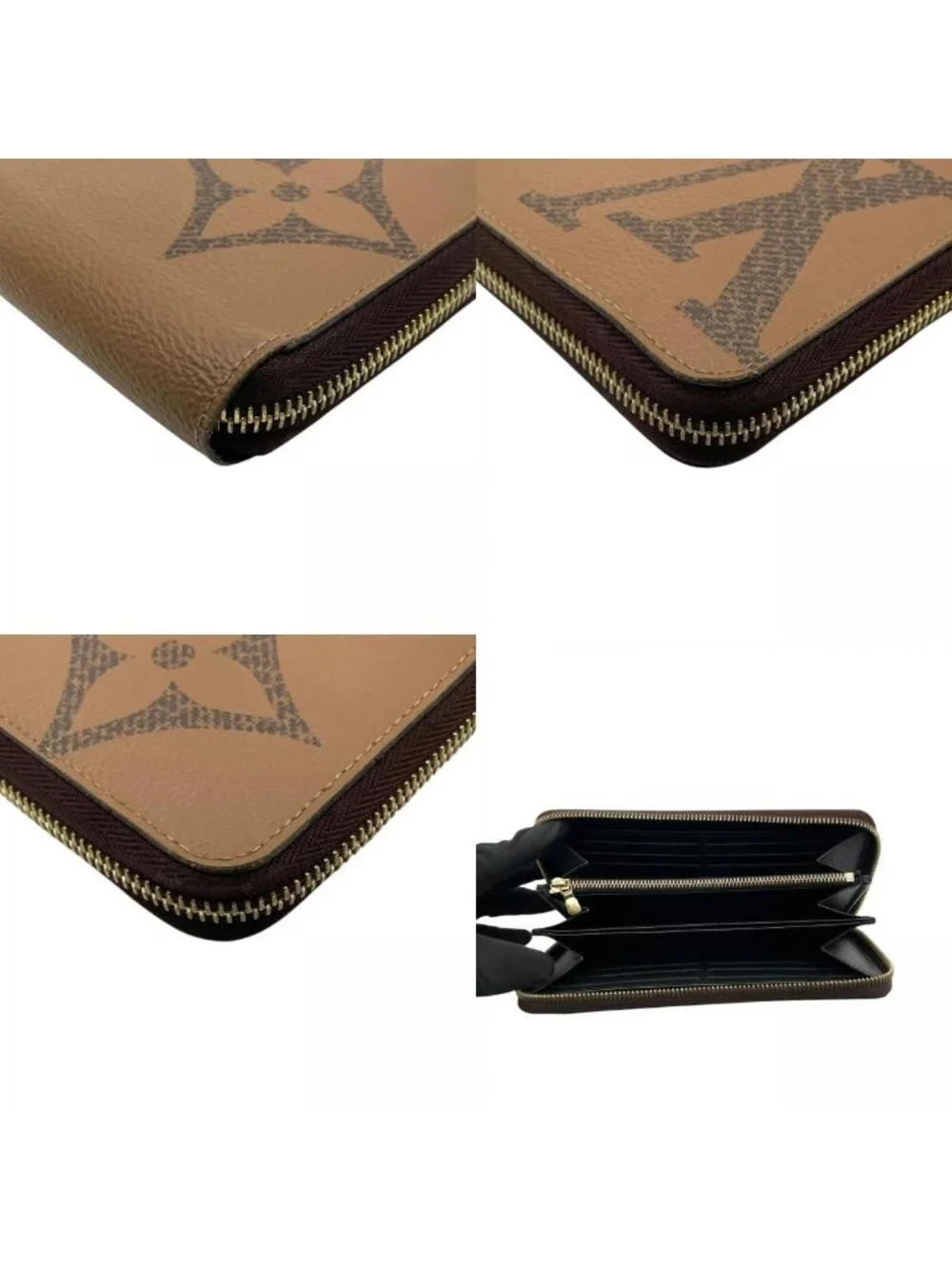 Louis Vuitton Zippy Wallet Monogram Giant Reverse Zip Around Brown